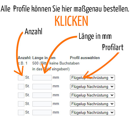 Flügelabdeckprofil hier bestellbar