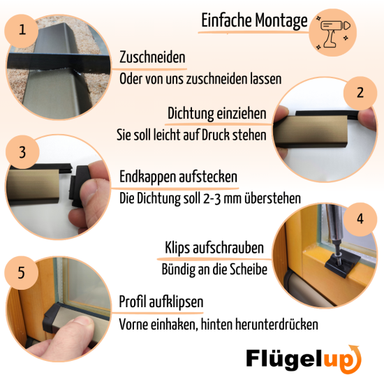 Preview: Flügelabdeckprofil XS Montage