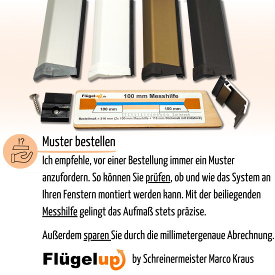 Preview: Flügelup XS - Flügelabdeckprofil für schmale Falztiefen
