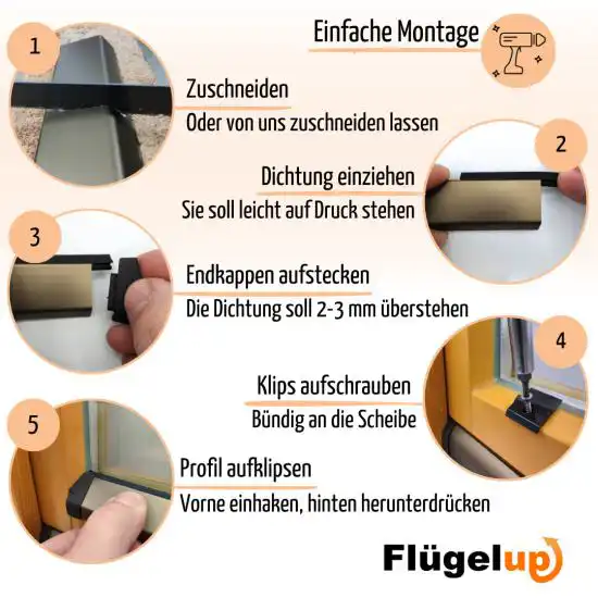 So wird das Flügelabdeckprofil montiert